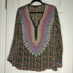 Tolani Silk Tunic Blouse Large